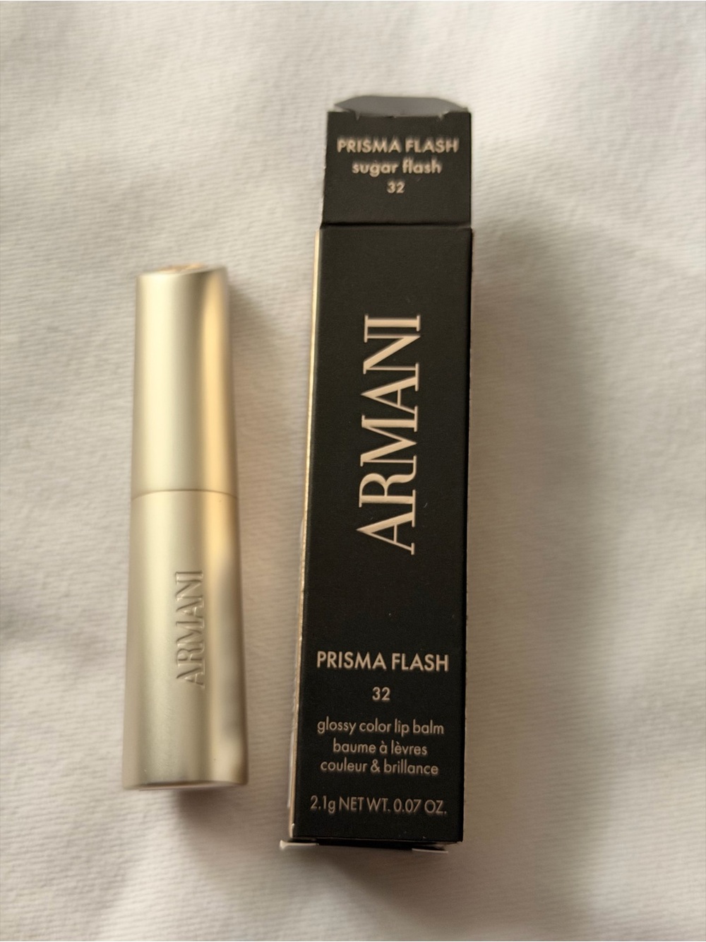Giorgio Armani Prisma Flash Lip Balm - Sugar Flash 32 (Pink, Gold Tube)